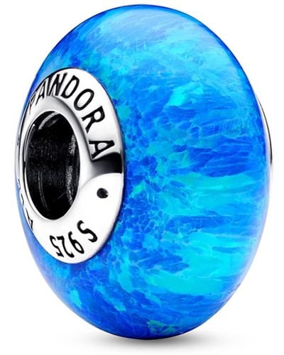 PANDORA Moments Schillerndes Tiefblaues Ozean Charm aus Sterling Silber mit künstlichem Opal