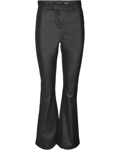 Vero Moda Bestseller A/s Vmjade Mr Coated Flared Trousers - Black