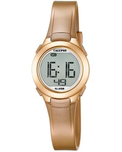 Calypso St. Barth Digital Watch With Lcd Dial Digital Display And Gold Plastic Strap K5677/3 - Metallic