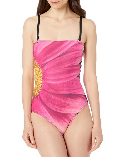Calvin Klein Classic Bandeau One Piece Swimsuit With Tummy Control - Pink