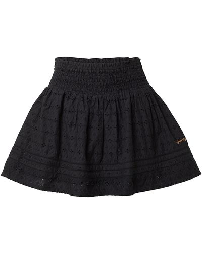 Superdry Vintage Lace Mini Skirt Sweatshirt - Black