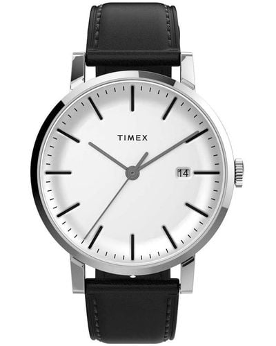 Timex White Dial Stainless Steel Case Black