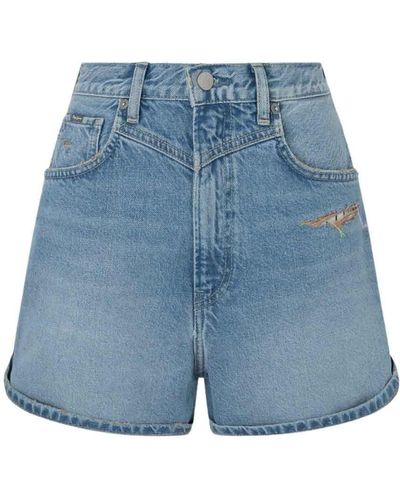 Pepe Jeans Rachel Rb Pl801039 000 Demin Shorts Voor - Blauw