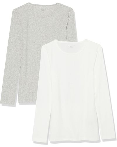 Amazon Essentials Slim-fit Layering Long Sleeve Knit Rib Crew Neck - White