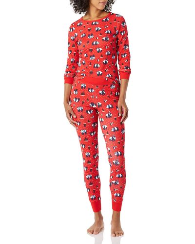 Amazon Essentials Knit Pajama Set Pantaloni - Rosso