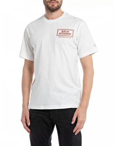 Replay T-Shirt Kurzarm Rundhalsausschnitt mit Backprint - Weiß