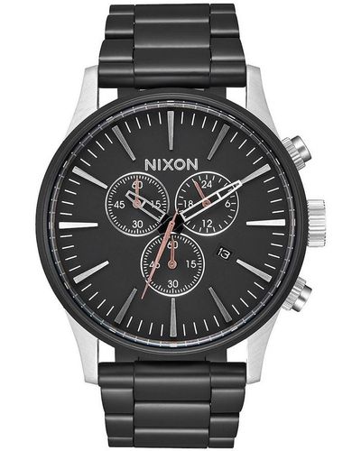 Nixon Erwachsene Chronograph Digital Uhr mit Edelstahl Armband A386-2541-00 - Schwarz