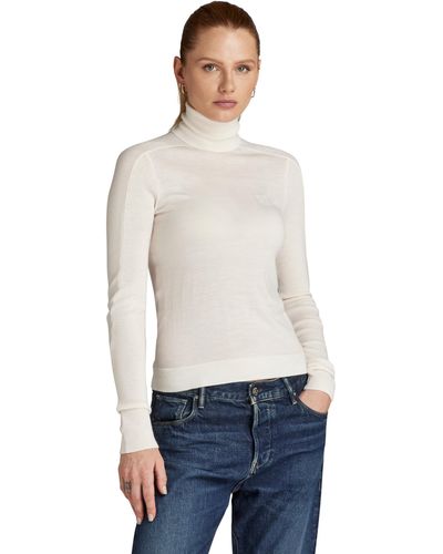 G-Star RAW Core Slim Turtle Knitted Jumper - White