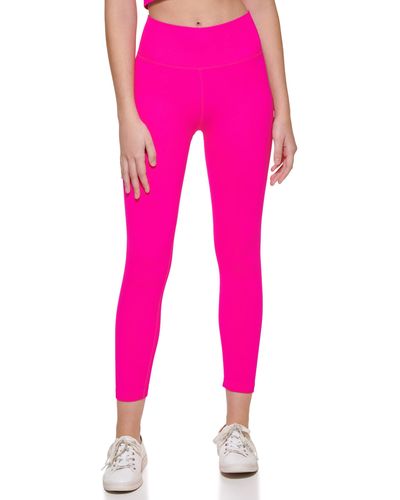 Calvin Klein Performance Dunne Rib Voor Met Hoge Taille 7/8 legging - Roze