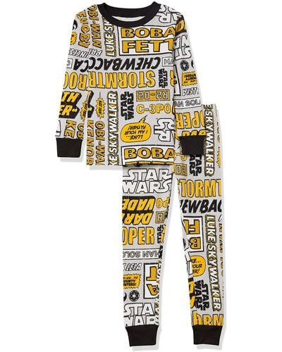 Amazon Essentials Star Wars Conjunto de Pijama en Franela-Colores interrumpidos Niño - Amarillo