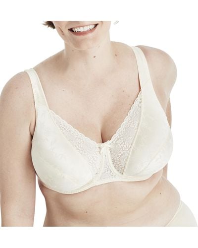 Playtex Womens Secrets Love My Curves Signature Floral Underwire #4422 Full Coverage Bra - White