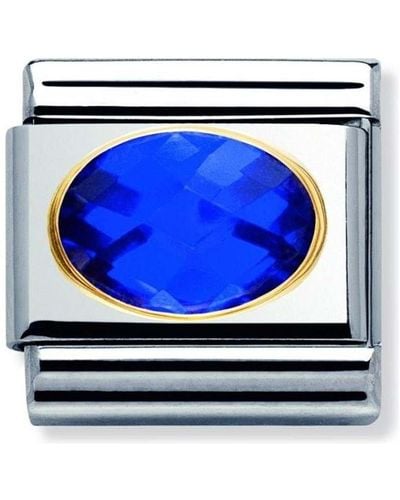Nomination Composable Classic Gemstone Lapis Lazuli Oval Made Of Stainless Steel And 18k Gold - Blue