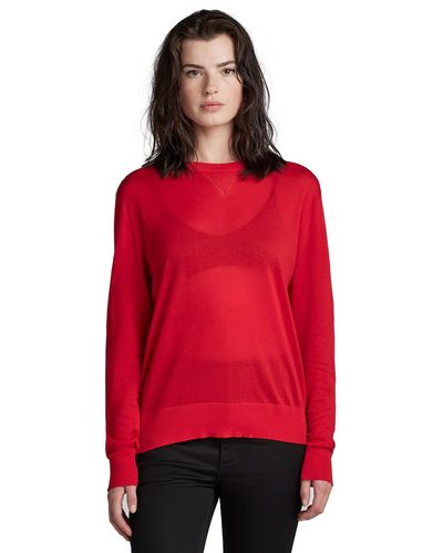 G-Star RAW Core r Neck Knit Pullover Sweater - Rot
