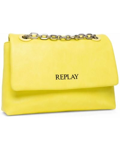 Replay Women's Handbag Made Of Faux Leather - Yellow