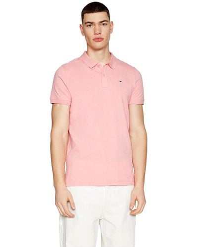 Tommy Hilfiger Tjm Slim Placket Polo Ext S/s Polos - Pink