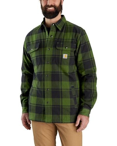 Carhartt Relaxed Fit Flannel Sherpa-lined Shirt Jac - Green