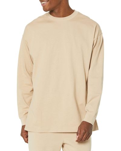 Amazon Essentials 100% Organic Cotton Oversized-fit Long-sleeve T-shirt - Natural