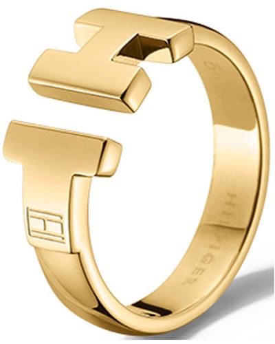 Tommy Hilfiger Ring 333 Geelgoud Emaille Ringmaat Verstelbaar - Metallic