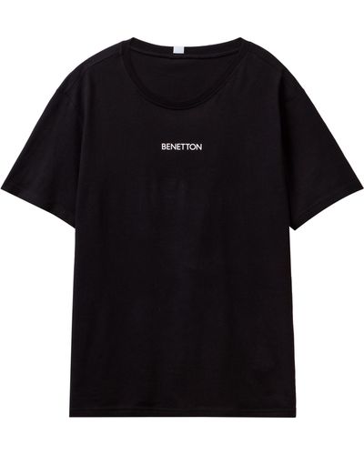 Benetton T-shirt M/l 30964m019 Parte Superiore Del Pigiama - Black