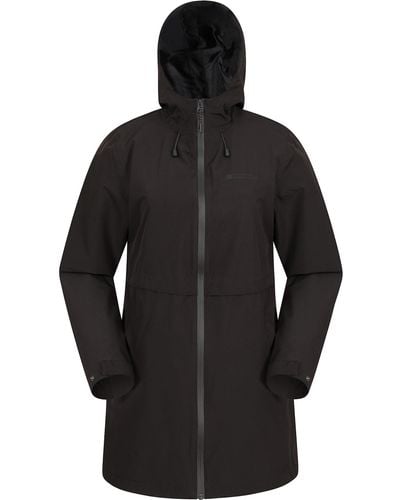 Mountain Warehouse Lightweight With Adjustable Hood & Side Pockets - Best For Spring Summer Wet - Black