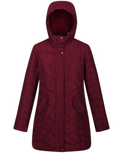 Regatta S Panthea Padded Insulated Hooded Jacket Coat - Red