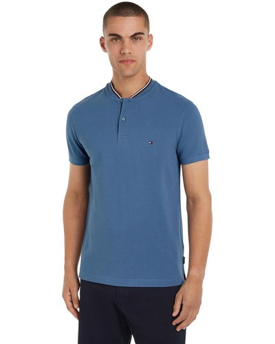 Tommy Hilfiger Poloshirt Kurzarm Mao Collar Slim Fit - Blau