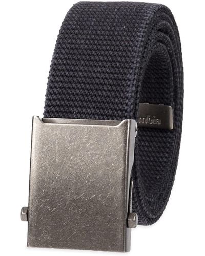 Columbia Adult Military Web Belt-adjustable One Size Cotton Strap And Metal Plaque Buckle - Black