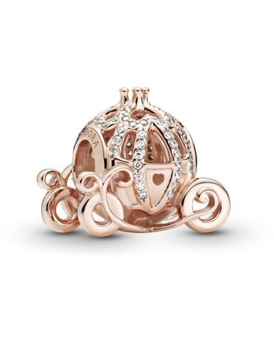 PANDORA Disney Cinderella Pumpkin Coach 14k Rose Gold-plated Charm With Clear Cubic Zirconia - Pink