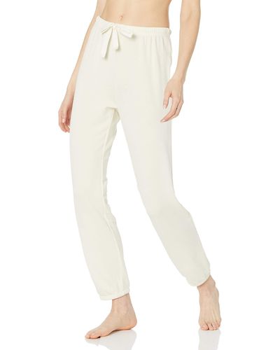 Amazon Essentials Pantalón de Pijama Tipo Jogger de Tejido de Rizo Ligero para Estar en Casa - Blanco