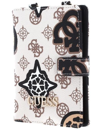 Guess House Party Passport Case Cream Logo Multi - Wit