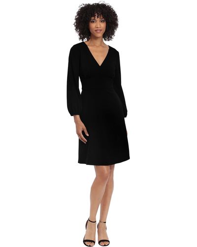 Donna Morgan Long Sleeve V-neck Dress - Black