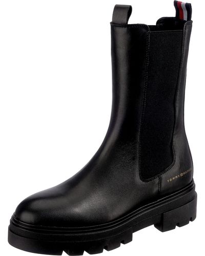 Tommy Hilfiger Classic Monochromatic Chelsea Ankle Boots - Black