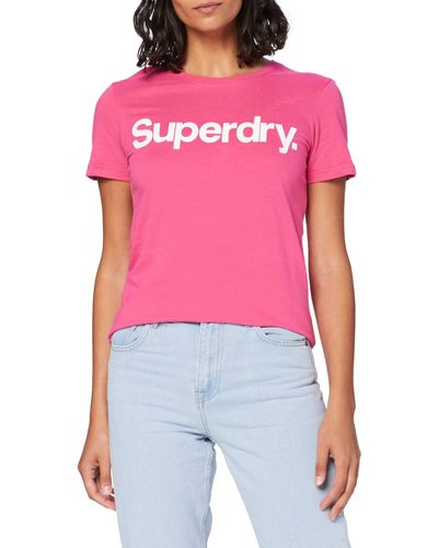 Superdry S CL Flock Tee T-Shirt - Pink