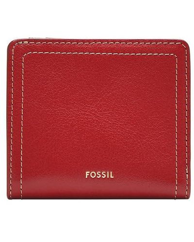 Fossil Logan Litehidetm Leather Rfid Blocking Small Bifold Wallet - Red