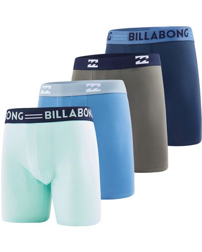 Billabong S Underwear 4 Pack Microfiber Long Leg Performance S Boxer Briefs Multicolour - Blue