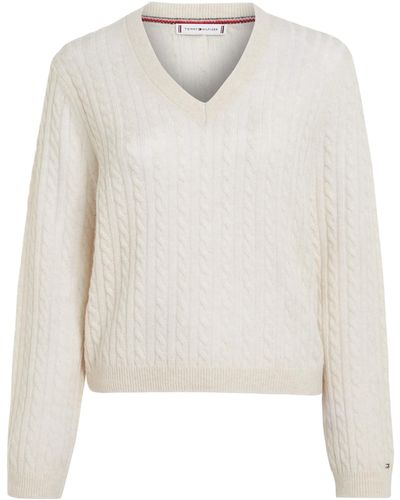 Tommy Hilfiger NK Sweater Cashmere Creme - Weiß