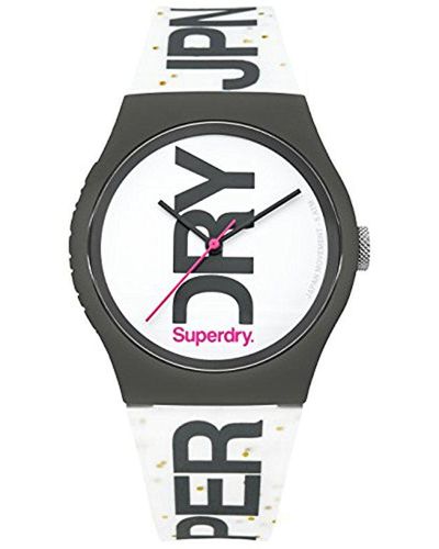 Superdry 'urban' Quartz Plastic And Silicone Casual Watch, Color:white (model: Syl189wb) - Multicolor
