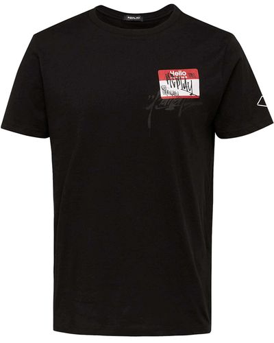 Replay T-Shirt Uomo ica Corta con Stampa - Nero