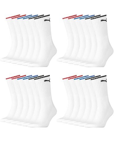 PUMA Sportsocken Tennissocken Crew Socken Stripe Tennis Socken 12 Paar - Weiß
