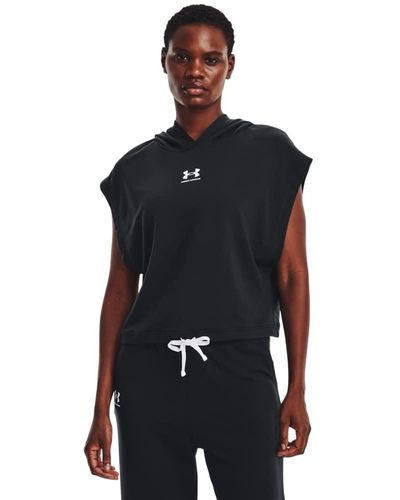 Under Armour Rival Terry Short Sleeve Hoodie, - Black