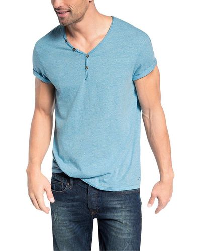 Esprit Shirt Henley - Slim - Blauw