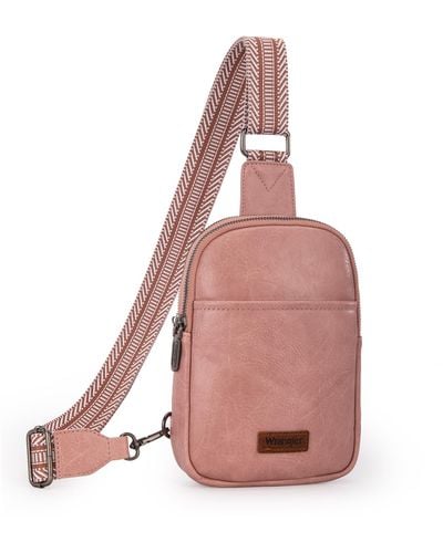 Wrangler Crossbody Sling Bags For Cross Body Fanny Pack Purse With Detachable Strap - Pink