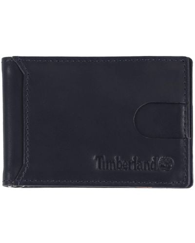Timberland Slim Leather Minimalist Front Pocket Credit Card Holder Wallet - Bleu