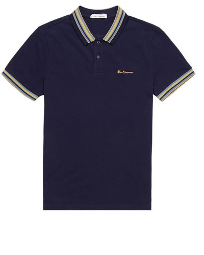 Ben Sherman House Collar Polo Shirt Adults S Casual Marine 4xl - Blue