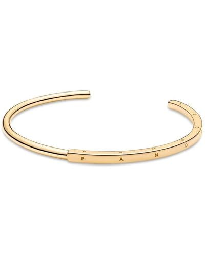 PANDORA Signature Pulsera rígida I-D con engarce pavé en 2 tonos - Metálico