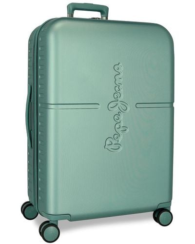 Pepe Jeans Highlight Valise Moyenne Bleue 48 x 70 x 28 cm Rigide ABS Fermeture TSA intégrée 79L 3,22 kg 4 Roues Doubles by Joumma Bags - Vert