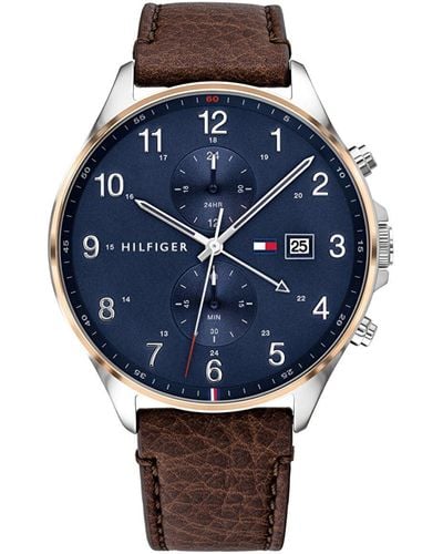 Tommy Hilfiger Analogue Quartz Watch With Leather Strap 1791712 - Blue