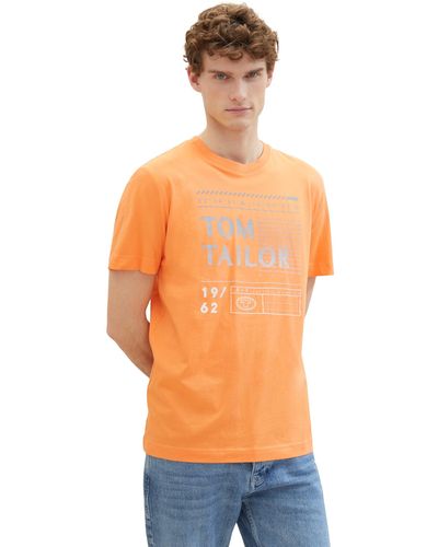 Tom Tailor Basic T-Shirt mit Print - Orange