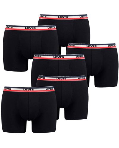 Levi's 6-Pack Levis SPRTSWR Logo Boxer Brief Boxer Shorts Underwear Pants - Noir