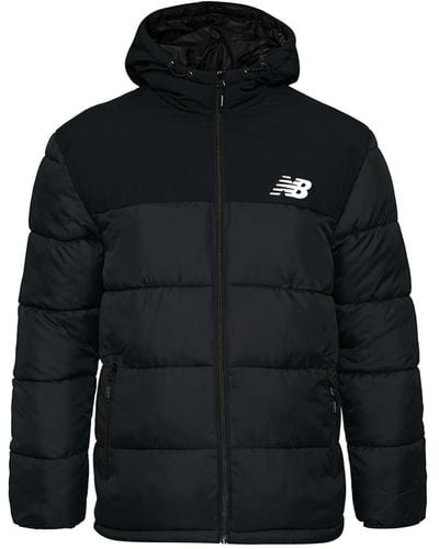 New Balance S Padded Jacket Athletics Hooded Full Zip Coat Black New NENJKM894BK - Schwarz